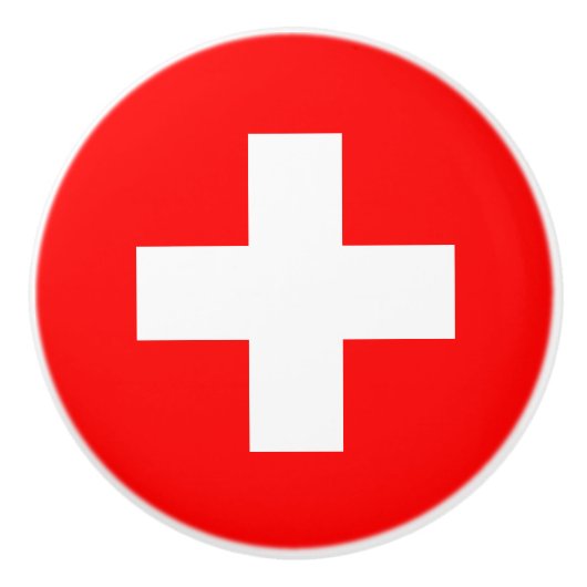 Schweizer Flagge (Schweiz) Keramikknauf (Vorderseite)