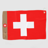 Schweizer Flagge & Schweiz, mit Monogramm / Golftü Golfhandtuch (Horizontal)