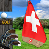 Schweizer Flagge & Schweiz, mit Monogramm / Golftü Golfhandtuch