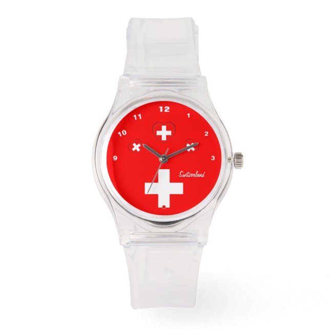 Schweizer Flagge & Schweiz Modepatriotin /sport Armbanduhr (Vorderseite)