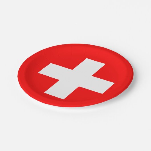 Schweizer Flagge (Schweiz) Pappteller (Schrägansicht)