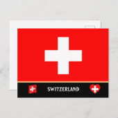 Schweizer Flagge / Schweiz Postkarte (Vorne/Hinten)