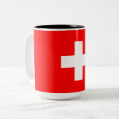 Schweizer Flagge (Schweiz) Zweifarbige Tasse (Vorderseite Links)