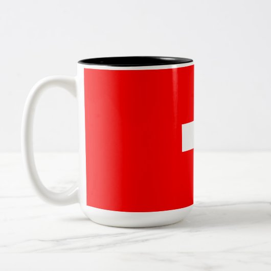 Schweizer Flagge (Schweiz) Zweifarbige Tasse (Links)