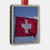 Schweizer Flagge Silbernes Ornament (Rechts)