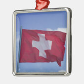 Schweizer Flagge Silbernes Ornament (Links)