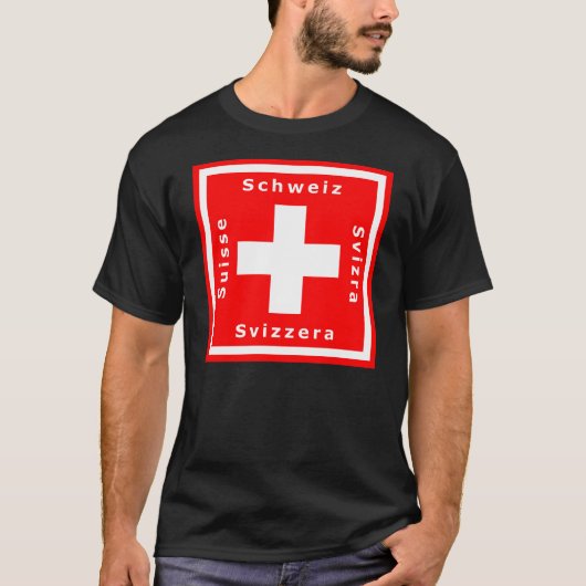 Schweizer Flagge und der Schweiz vier Sprachen T-Shirt (Vorderseite)