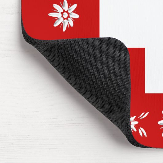 Schweizer Flagge und Edelweiß 2 Mousepad (Ecke)
