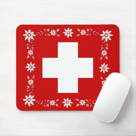 Schweizer Flagge und Edelweiß 2 Mousepad (Mit Mouse)