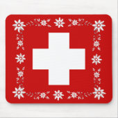 Schweizer Flagge und Edelweiß 2 Mousepad (Vorne)