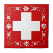 Schweizer Flagge und edelweiss Fliese (Vorderseite)