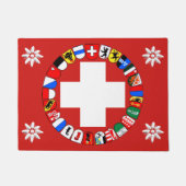 Schweizer Flagge und edelweiss Fußmatte (Vorderseite)