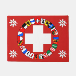 Schweizer Flagge und edelweiss Fußmatte