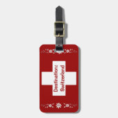 Schweizer Flagge und edelweiss Gepäckanhänger (Vorderseite vertikal)