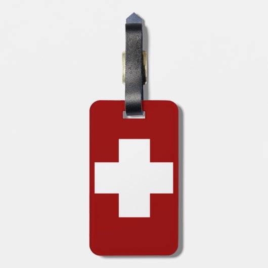 Schweizer Flagge und edelweiss Gepäckanhänger (Rückseite vertikal)