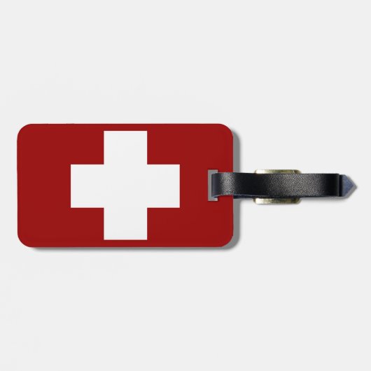 Schweizer Flagge und edelweiss Gepäckanhänger (Rückseite horizontal)