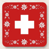 Schweizer Flagge und Edelweiß Getränkeuntersetzer (Vorderseite)