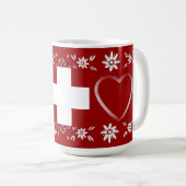 Schweizer Flagge und edelweiss Kaffeetasse (VorderseiteRechts)