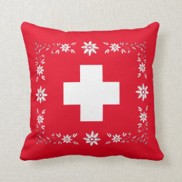 Schweizer Flagge und edelweiss Kissen