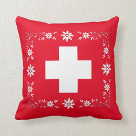 Schweizer Flagge und edelweiss Kissen