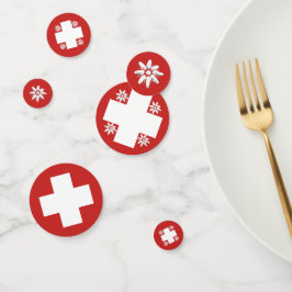 Schweizer Flagge und Edelweiß Konfetti