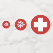 Schweizer Flagge und Edelweiß Konfetti (Rückseiten)