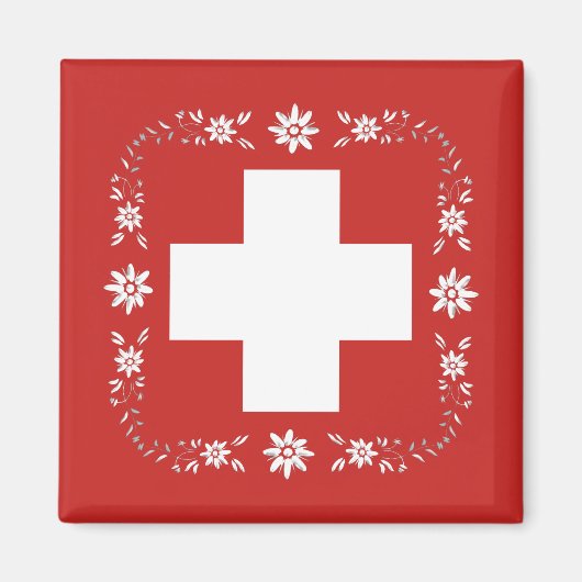 Schweizer Flagge und Edelweiß Magnet (Vorne)