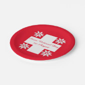 Schweizer Flagge und edelweiss Pappteller (Schrägansicht)