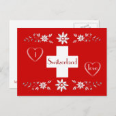 Schweizer Flagge und Edelweiß Postkarte (Vorne/Hinten)