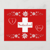 Schweizer Flagge und Edelweiß Postkarte (Vorderseite)