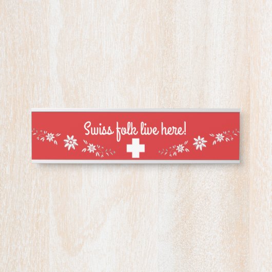 Schweizer Flagge und Edelweiß Türschild (Vorderseite )