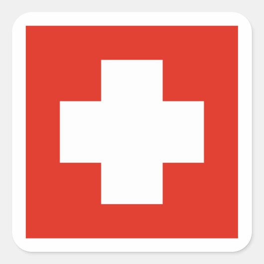 Schweizer Flagge und Schweiz Quadratischer Aufkleber (Vorderseite)
