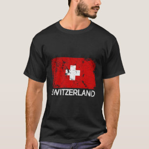 Schweizer Flagge Vintage Hergestellt in der Schwei T-Shirt