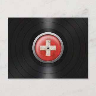 Schweizer Flagge Vinyl Record Album Graphic Postkarte