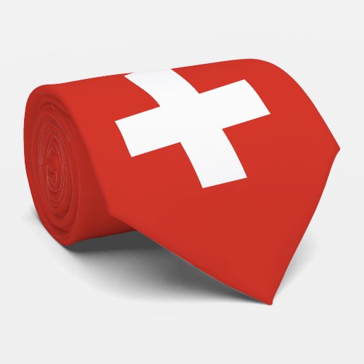 Schweizer Flagge - weißes Kreuz Krawatte (Gerollt)
