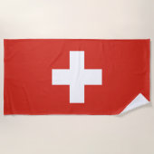 Schweizer Flagge - weißes Kreuz Strandtuch (Vorderseite)