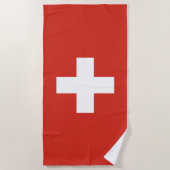 Schweizer Flagge - weißes Kreuz Strandtuch (Vorderseite)