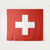 Schweizer Flagge - weißes Kreuz Wandteppich (Vorderseite (Horizontal))