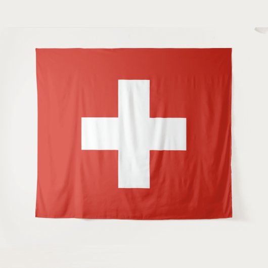 Schweizer Flagge - weißes Kreuz Wandteppich (Vorderseite (Horizontal))