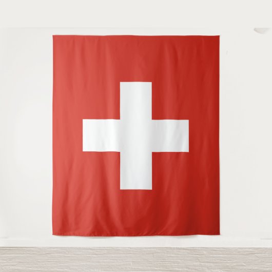 Schweizer Flagge - weißes Kreuz Wandteppich (Vorderseite)