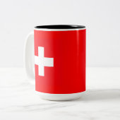 Schweizer Flaggen-Tasse Zweifarbige Tasse (Vorderseite Links)