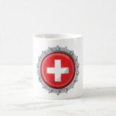 Schweizer Flaggenflaschenverschluss Rot-Weiss-Kreu Kaffeetasse (Mittel)
