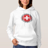 Schweizer Flaggenflaschenverschluss Rot-Weißes Kre Hoodie (Vorderseite)