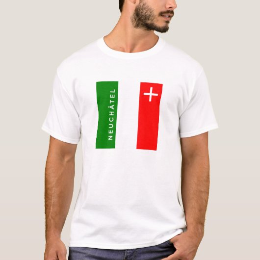 Schweizer Flaggentext der Neuchatel-Provinz T-Shirt (Vorderseite)