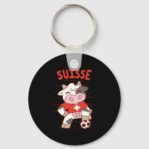 Schweizer Fussball Kuh Fussball Fan Schweiz Flagge Schlüsselanhänger