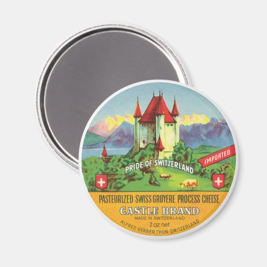 Schweizer Gruyere Käse Schweizer Schloss importier Magnet (Vorderseite/Rückseite)