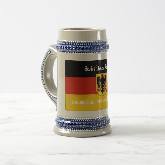 Schweizer Haus-Schlagzeuger Bierglas (Vorderseite Links)