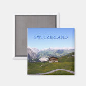 Schweizer Haus und Alpen Magnet (Vorderseite/Rückseite)