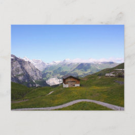 Schweizer Haus und Alpen Postkarte