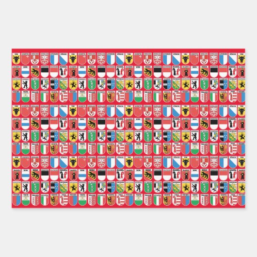 Schweizer Kantone | Authentische Schweizer Kulturs Geschenkpapier Set (Vorderseite)